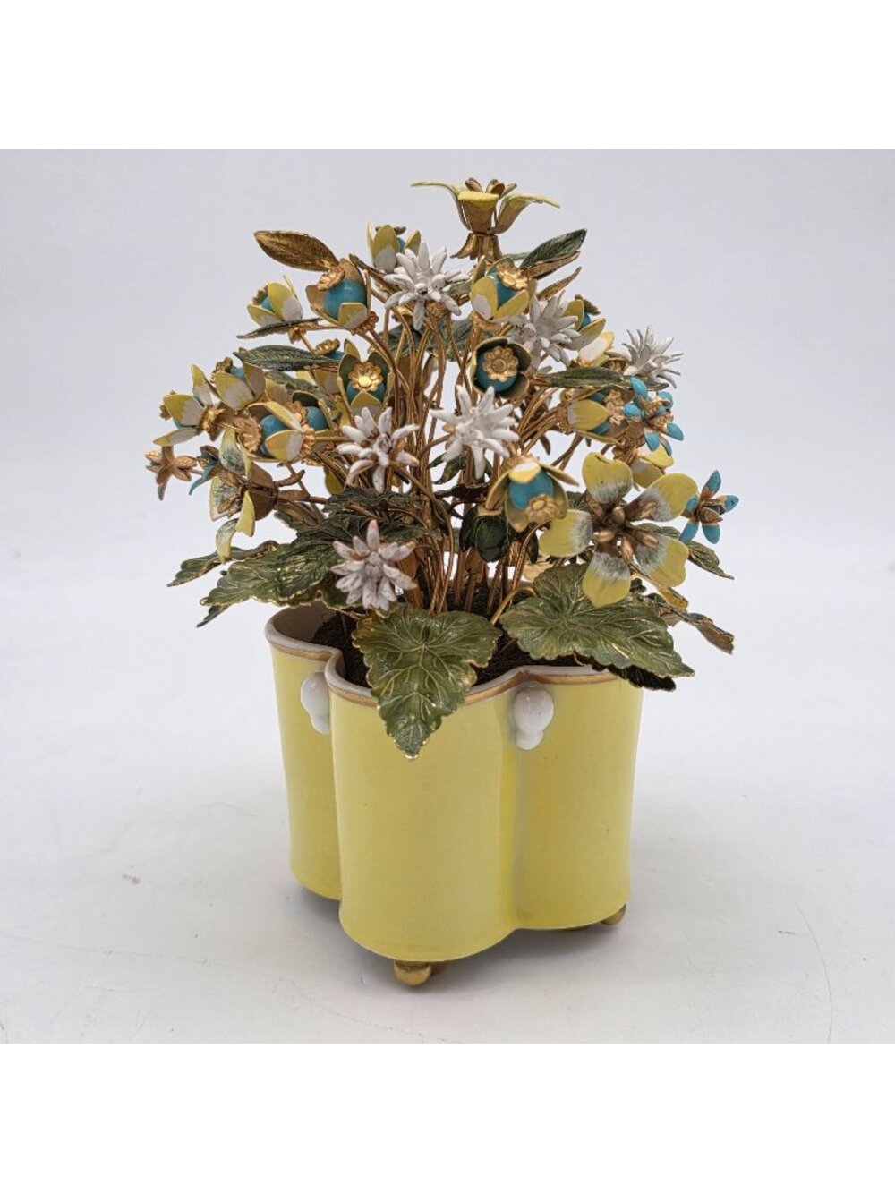 MCM Vista Alegre Arrangement of Enamel Flowers Porcelain Vase Fleurs Des Siècles